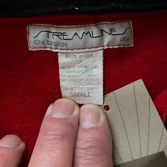 NOS $65 Streamlines CNI Designs Red Fleece Vest Coat Womens Size Small Made USA - Picture 14 of 14